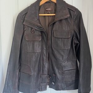 Danier Brown Bomber Leather Jacket LG